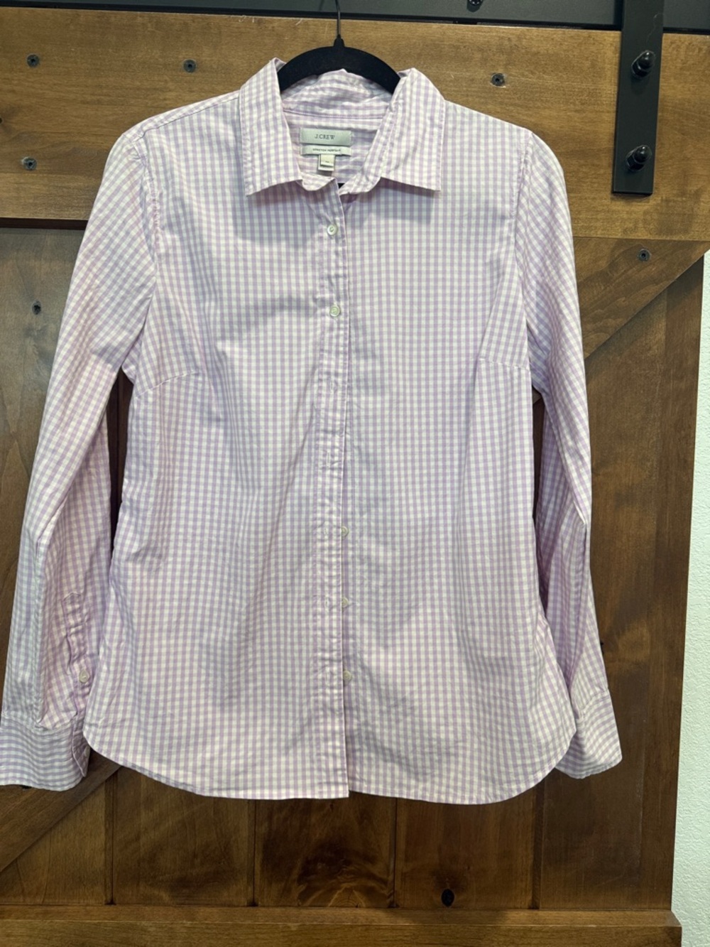 J. Crew Women’s Lilac Gingham Button-Up Shirt Size Medium